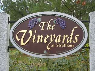 The Vineyards adult community welcome sign in Stratham, New Hampshire