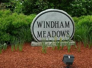 Windham Meadows adult community welcome sign in Windham, New Hampshire